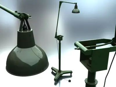 Industrial Floor Lamp Low-poly 3D model
