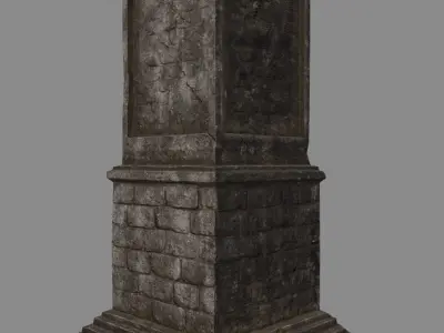 pillar 2 four pillars Low-poly 3D model