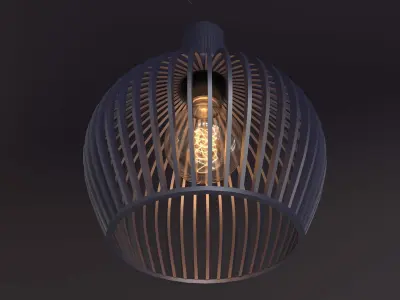 Wooden hanging lamp 3D model