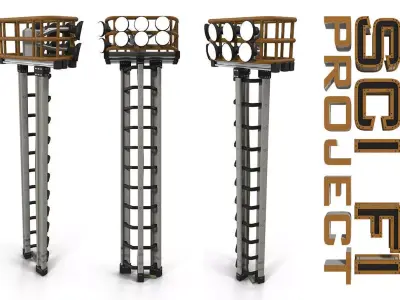 Lighting tower Low-poly 3D model