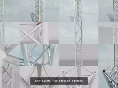Steel Square Truss  5 models 3D Model Pack