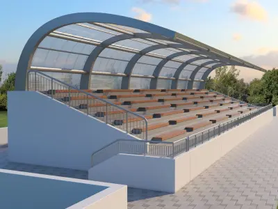 Tribune For Sport Areas With Canopy 3D model