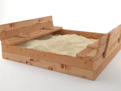 Wooden sandbox with open top 3D model