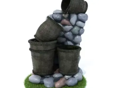 Brazilian Tumbled Polished Natural Stones With Baskets 3D model