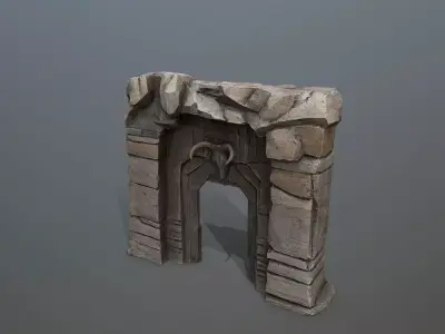 old gate Low-poly 3D model 3