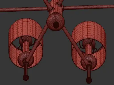 Tivoli 6 chandelier with brass and shades 3D model