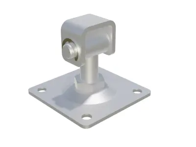 Adjustable hinge with fixing plate M16 3D model
