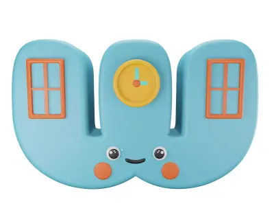 Character W Alphabet Low-poly 3D model