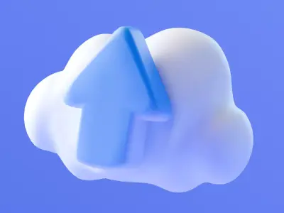 Marketing Icons - Cloud Upload Low-poly 3D model