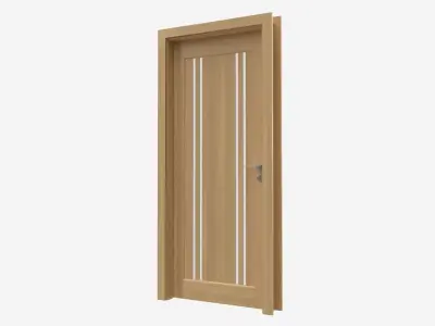 Modern Wooden Interior Door with Furniture 001 3D model