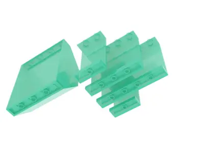 Transparent Turquoise Lego Windows Panels 3D model