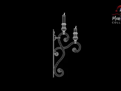 Medieval Wall Ilighting Vert 3D model
