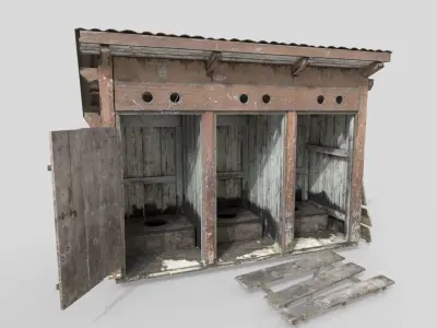 Abandoned Wooden Toilets 3D model