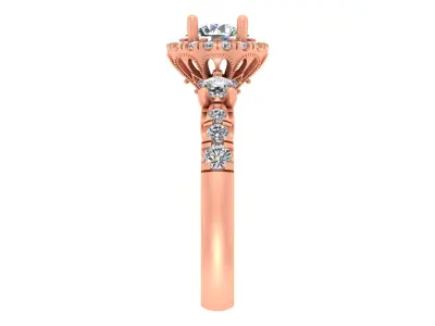 Round-Cut Blue Gemstone Halo Engagement Ring 3D print model