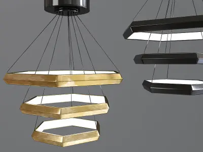 Hexagon Modern Led Chandelier 3D model
