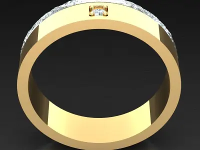 Light Gold Diamond Men Ring 2MR044 3D model