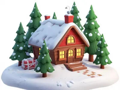 Stylized Christmas Gingerbread House 3D Model Low-poly 3D model