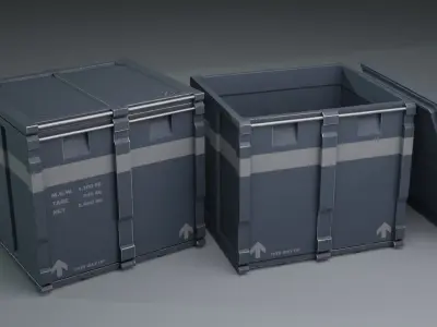 3D Sci Fi Crate And Barrel Pack Game Ready Low-poly 3D model