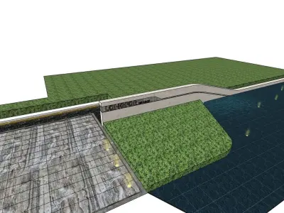 Boundary wall entrance landscape 3D model