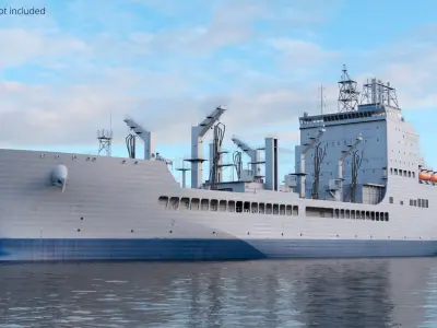  Logistics Fleet Tanker Ship with Blue Underside Grey Simplified 