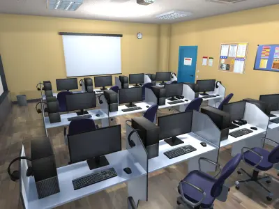 Language school Low-poly 3D model