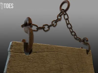 3D Hanging Wooden Signs - Game Ready Low-poly 3D model