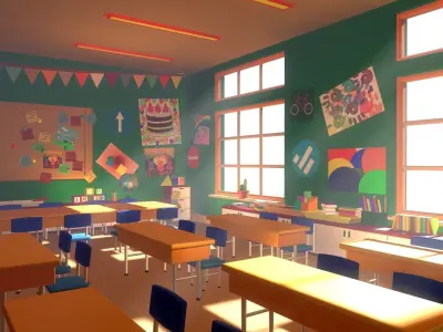 Asset - Cartoons - Background - Classroom - 02 3D model