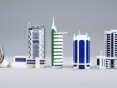 BUILDINGS group of in city 3D model