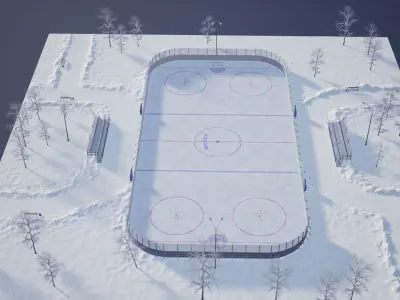 Hockey set 1 Game Ready UE Low-poly 3D model