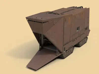 Sandcrawler old rusty vehicle Low-poly 3D model