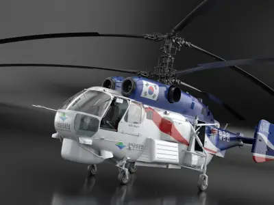  KA-32T Helicopter Operated South Korea with Interior Rigged for Cinema 4D 