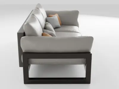 Leather sofa on a metal base in light colors 3D model