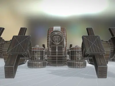 Futuristic Terrain Walker Rusty Version Rigged and Animated Low-poly 3D model