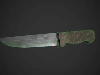 Dirty Old Kitchen Knife  Low-poly 3D model