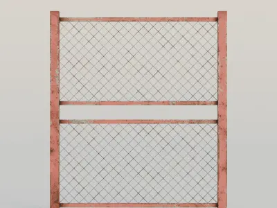 Industrial Fence and Railing - Red Free 3D model