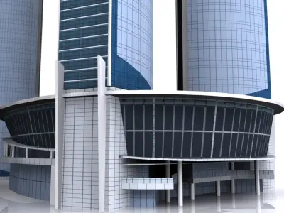 Etihad tower low poly 3d model 3D model