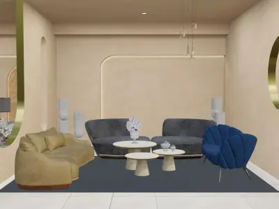 Interactive AR VR Furniture Display Showroom Low-poly 3D model