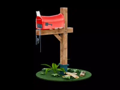 Weathered Rural Mailbox Prop  Detailed PBR Textured 3D Model Low-poly 3D model