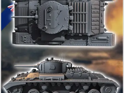 Valentine Mark Mk VIIA infantry tank - UK United WW2 Kingdom Bri 3D print model V1