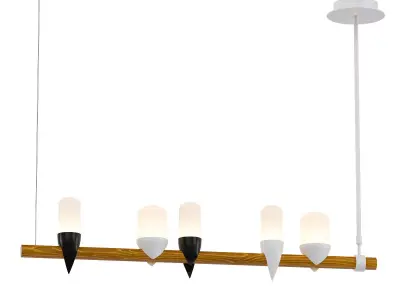 Ebenezer five light fixtures hanging from wooden rod 3D model