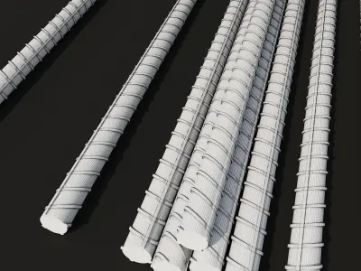 Corroded steel rebar Rusty reinforcement  Building materials 3D model