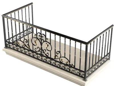 Classic Balcony Forged Fence 3D model