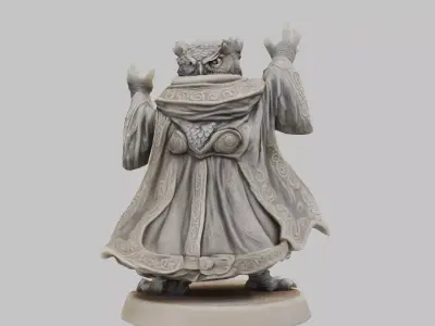 Owl Mage Figurine Low-poly 3D model