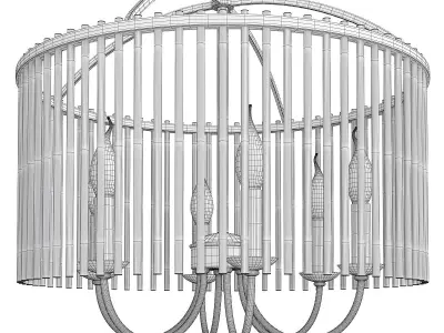 Round Chandelier Lighting Minimalist 6 Head Clear Crystal Low-poly 3D model