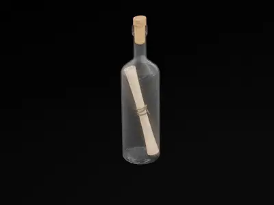 Scroll in Bottle Low-poly 3D model