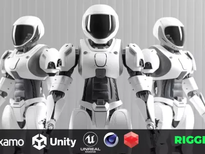 Sci-Fi Humanoid Robot - Vanguard Sentinel Unit Low-poly 3D model