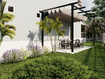 3D Exterior Scene 3D model design garden and landscape 3D model