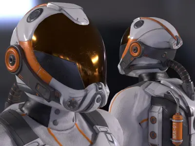 MX01 Male Space Suit White LITE VERSION Low-poly 3D model