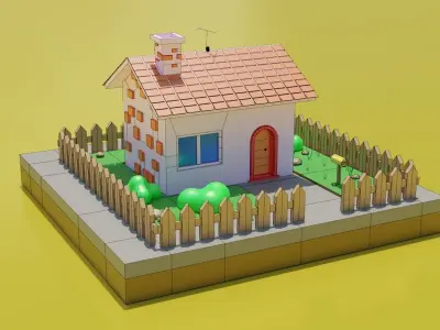 Low Poly Cartoon House Low-poly 3D model