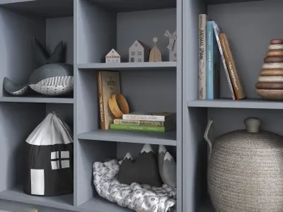 A large set of decor for a nursery in calm colors 3D model